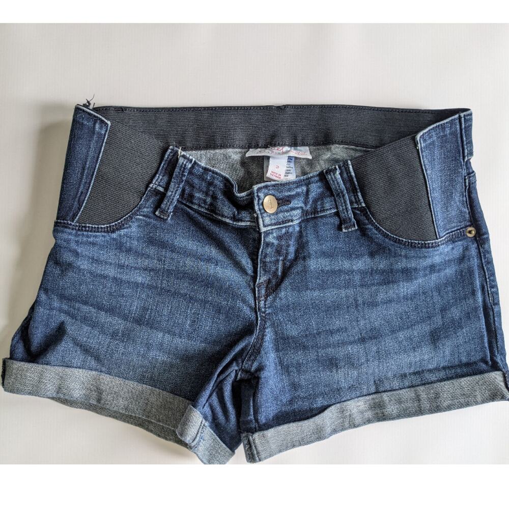 Isabel Maternity Side Panel Denim Cuffed Shorts sz 2